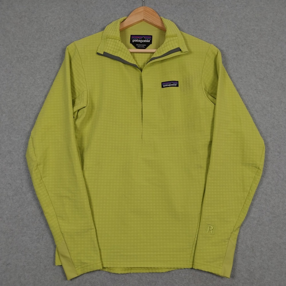 Patagonia R1 TechFace Pullover Mens XS Folios Green Lightweight Half Zip Bright